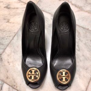 Tory Burch peep toe wedges